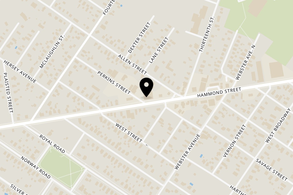 Map showing the location of Kebab Den Restaurant on 621 Hammond St in Bangor